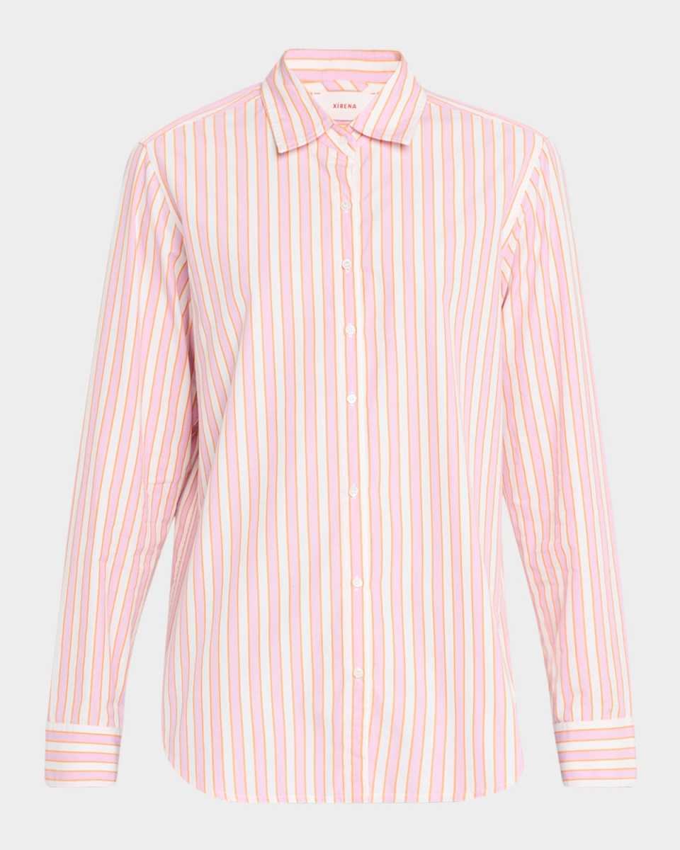 Beau Cotton Stripe Button-Front Shirt